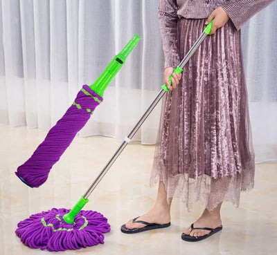 Extendable Twist Mop Fine Fiber Floor Mop – 2-in-1 Rotatable Adjustable Mop | 360-degree Fine Fiber Fabric Self-twisting Dehydrated Mop | Hard Floor Cleaning Mop | Self-twisting Torque Mop For Cleaning Walls