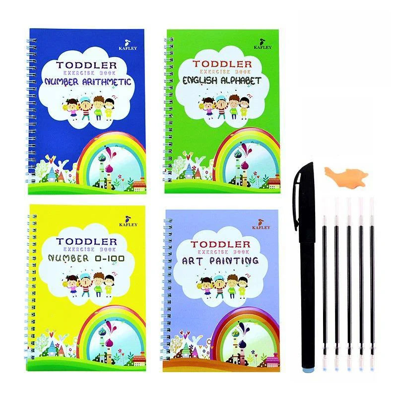 4 Books Magic Calligraphy Handwriting Copybook Set Art Book Baby Copybook For Calligraphy Writing Kids English Lettering Toy